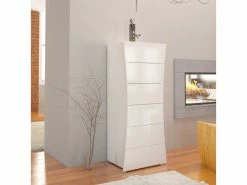 AHD_AMAZING_HOME_DESIGN Commode Chambre 6 Tiroirs Blanc Brillant Arco Septet