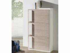 TOUSMESMEUBLES Meuble à Chaussures Chêne Clair - Kendall - L 67 X L 27 X H 123 - Neuf