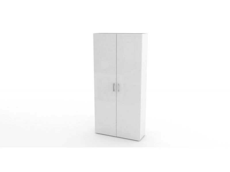 Étagère à Chaussures Moderne, Made In Italy, Avec 2 Portes Et étagères Internes, étagère à Chaussures D'entrée, Meuble Polyvalent, 91x33h190 Cm, Couleur Blanc Brillant – Image 4