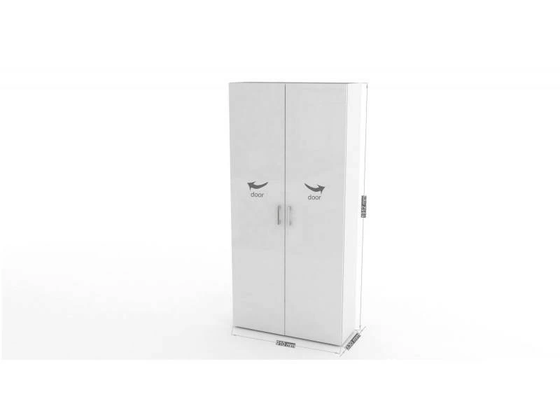 Étagère à Chaussures Moderne, Made In Italy, Avec 2 Portes Et étagères Internes, étagère à Chaussures D'entrée, Meuble Polyvalent, 91x33h190 Cm, Couleur Blanc Brillant – Image 5