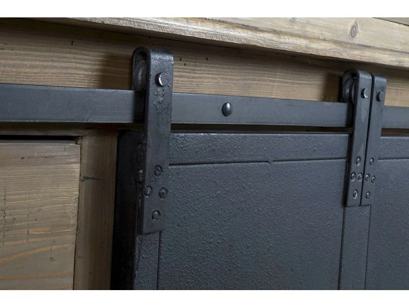 Bibliothèque En Bois Et En Verre Marron Avec 6 Tiroirs 4 Portes Et 1 étagère - Largeur 169 X Hauteur 235 X Profondeur 50cm – Image 4