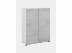 Étagère à Chaussures, Armoire Polyvalente Avec 6 étagères Réglables, Couleur Gris Béton Blanc, Dimensions 72 X 103 X 36 Cm