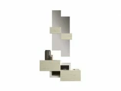 Meuble D'entrée Bois Blanchi/blanc + Miroir - Girlop - L 84 X L 28 X H 42 - Neuf
