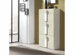 TOUSMESMEUBLES Meuble à Chaussures Bois Blanc/bois Blanchi - Meya - L 65 X L 29 X H 117 - Neuf