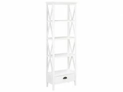 Stylé étagères Reference Majuro Bibliothèque Avec 1 Tiroir Blanc 60x30x170 Cm Mdf