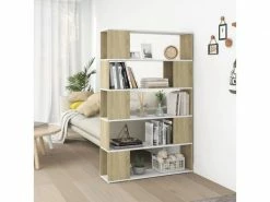Vidaxl Bibliothèque De Séparation Blanc Et Chêne Sonoma Aggloméré