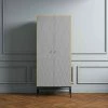 Armoire 2 Portes En Bois Gris Avec Pieds En Acier - Bi0047