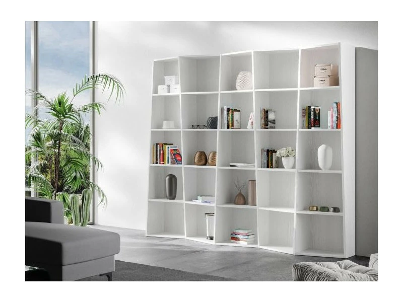 LES_TENDANCES Bibliothèque Bois Blanc Déstructurée Brika 227 Cm