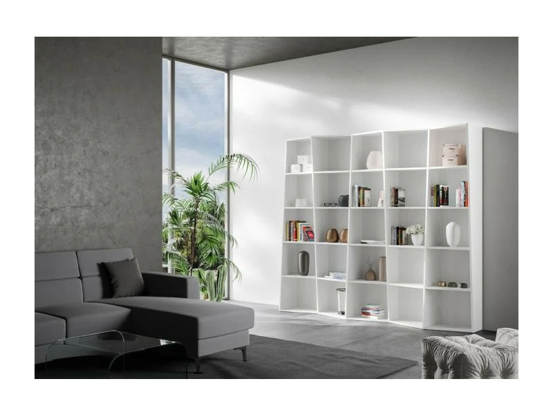 LES_TENDANCES Bibliothèque Bois Blanc Déstructurée Brika 227 Cm – Image 2