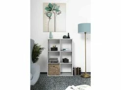 TERRE_DE_NUIT Bibliothèque 6 Cases En Bois Gris - Bi7077