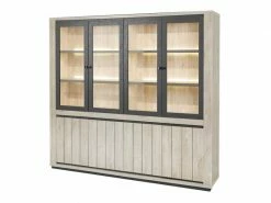 Bibliothèque 8 Portes Chêne Délavé - Simon - L 230 X L 45 X H 212 - Neuf