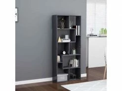 Superbe étagères Edition Nassau Bibliothèque Gris Brillant 67x24x161 Cm Aggloméré