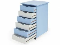 HELLOSHOP_26 Caisson De Bureau Meuble En Bois Enfant 66 Cm Bleu Et Blanc Helloshop26 08_0000393