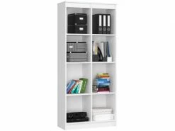 Akord Bibliothèque De Bureau, étagère R80 Blanche 80 Cm Couleur Blanc Mat, 8 étagères - 80x35x180 Cm