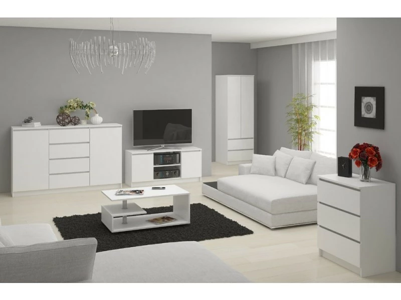 Akord Bibliothèque De Bureau, étagère R80 Blanche 80 Cm Couleur Blanc Mat, 8 étagères - 80x35x180 Cm – Image 3