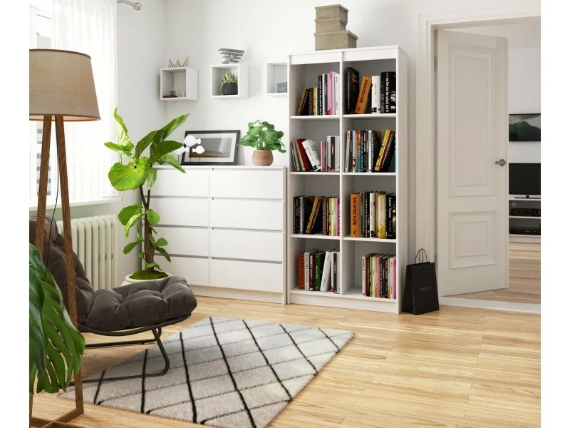 Akord Bibliothèque De Bureau, étagère R80 Blanche 80 Cm Couleur Blanc Mat, 8 étagères - 80x35x180 Cm – Image 5