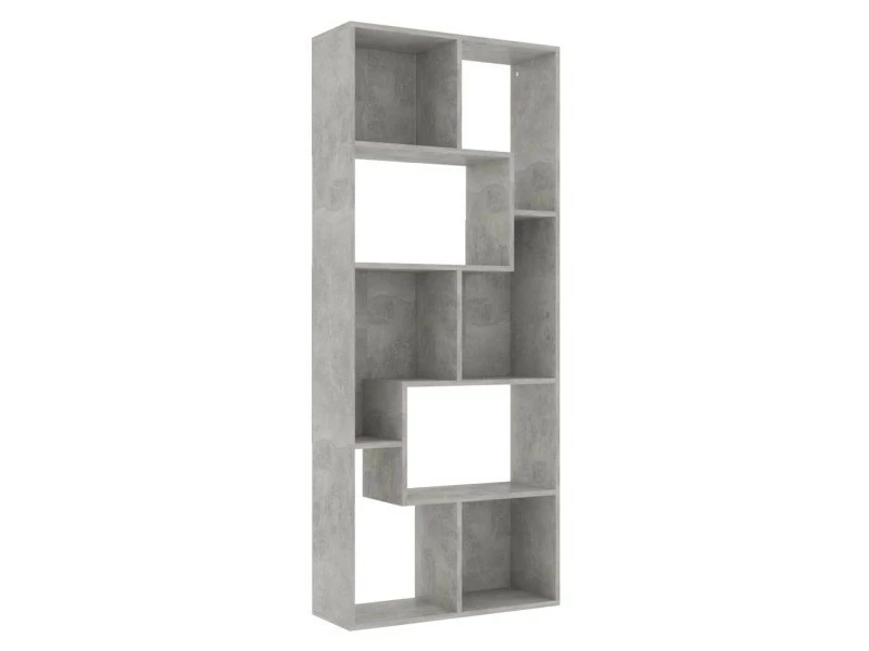 Icaverne - Bibliothèques Famille Bibliothèque Gris Béton 67x24x161 Cm Aggloméré