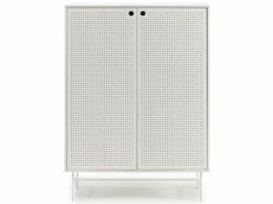 Meuble D'entrée 2 Portes 4 Tiroirs Blanc/blanc - Teulat Punto - L 93 X L 46 X H 130 - Neuf