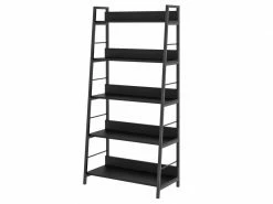 HOMCOM Étagère Bibliothèque De Rangement Style Industriel Incliné 5 Niveaux 70l X 35l X 150h Cm Noir