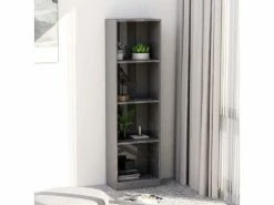 Splendide étagères Selection Castries Bibliothèque à 4 Niveaux Gris Brillant 40x24x142 Cm Aggloméré