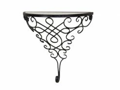 Console / étagère Murale Vintage En Métal Noir Vieilli 40x40x20cm Eta05009