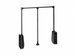 Emuca Penderie Rabattable Pour Armoire, Réglable 830 - 1.150 Mm, Jusqu'à 12 Kg, Acier, Peint En Noir