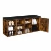 Vasagle Banc à Chaussures, étagère à Chaussures, Meuble De Rangement, 9 Compartiments Ouverts Et 1 Placard, Avec Porte Style Grange, Coussin Rembourré, 110 X 30 X 48 Cm, Marron Rustique Lhs058x01