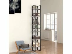 Vidaxl Bibliothèque à 6 Niveaux Gris Béton 40x30x210 Cm Aggloméré