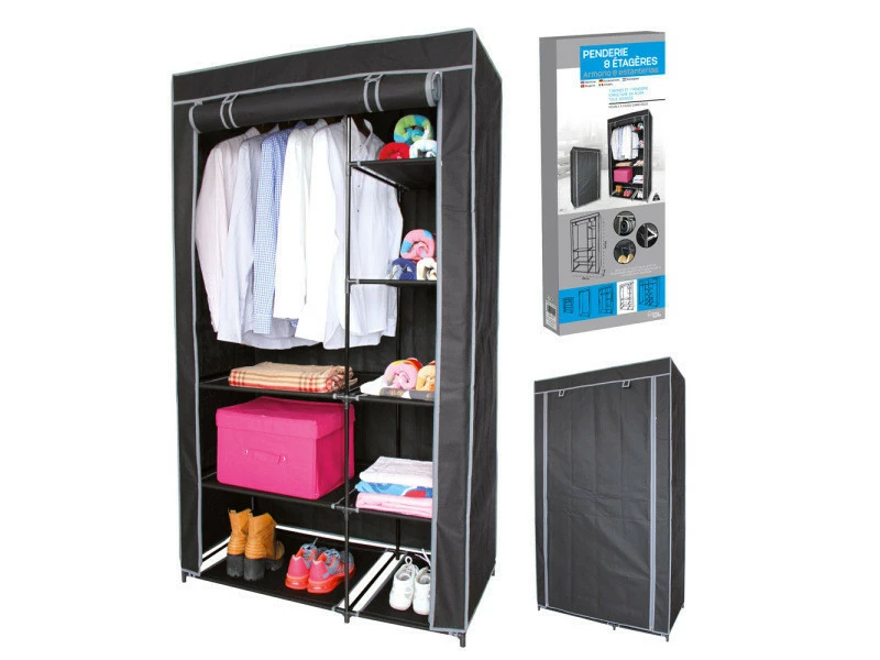 Penderie Splendide Armoire Penderie 8 étagères 100x50x170 Cm