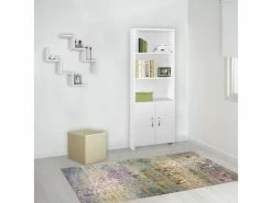 Homemania Bibliothèque Galaksi - étagère - Avec étagères - Pour Le Salon, Le Bureau - Blanc En Bois, Métal, 56 X 22,1 X 169 Cm