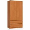 Akord Armoire S90 Aulne 90 Cm 2 Portes 2 Tiroirs Couleur Aulne Mat, 4 étagères - 90x51x180 Cm