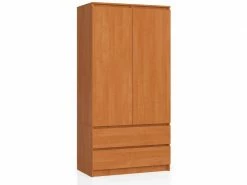 Akord Armoire S90 Aulne 90 Cm 2 Portes 2 Tiroirs Couleur Aulne Mat, 4 étagères - 90x51x180 Cm