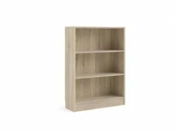 Bibliothèque à Trois Compartiments, Couleur Chêne, 79 X 107 X 26 Cm