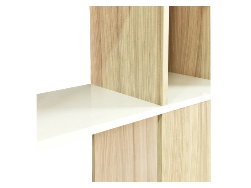 Bibliothèque Décorative Et Fonctionnelle à Cinq Compartiments, Blanche Avec Inserts Couleur Chêne, Dimensions 145 X 145 X 29 Cm – Image 5