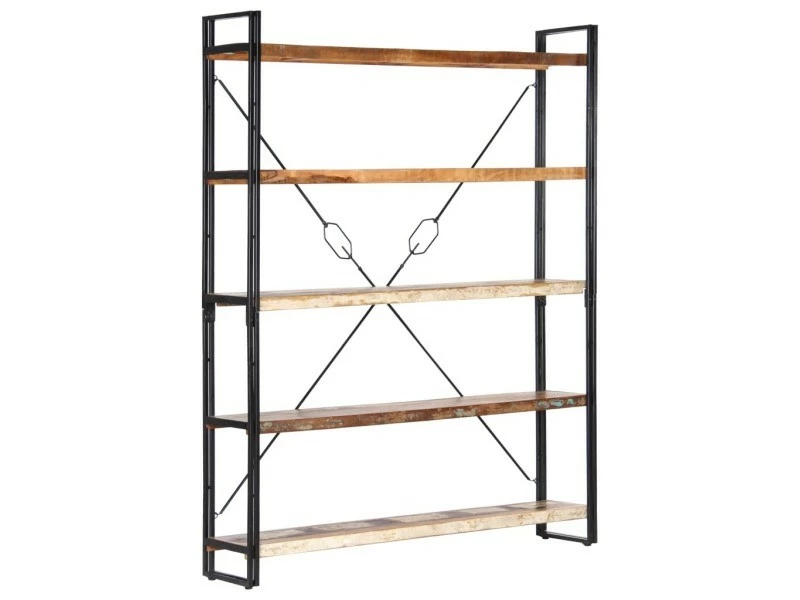 Moderne étagères Edition Gaborone Bibliothèque 5 Niveaux 140x30x180cm Bois Solide De Récupération