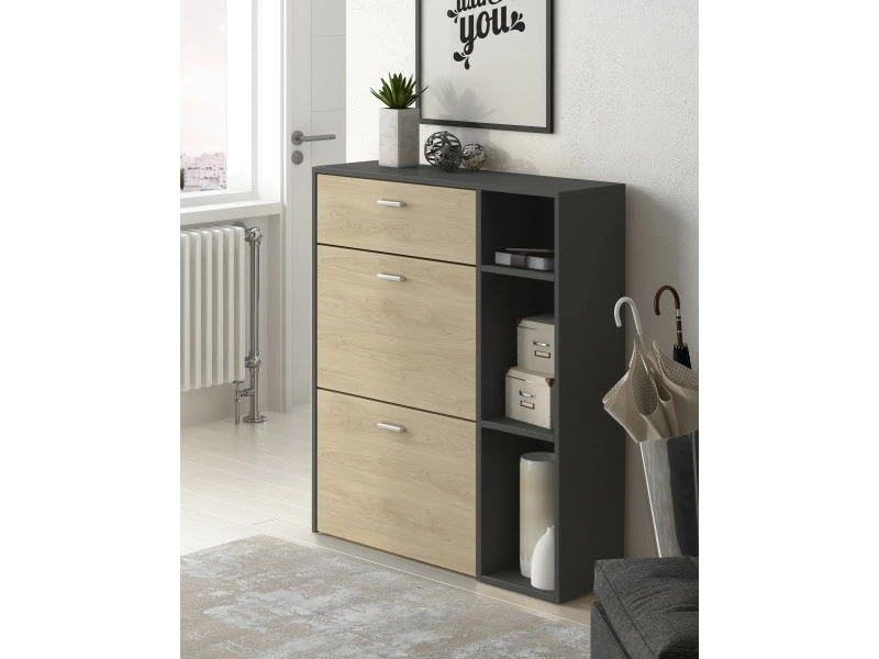 Meuble à Chaussures Wind, Gris-puccini,90x26x102cm – Image 2