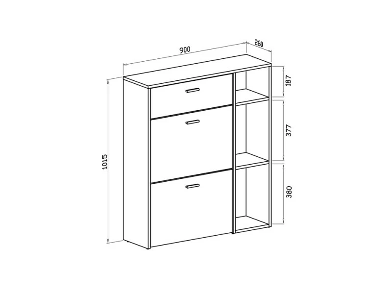 Meuble à Chaussures Wind, Gris-puccini,90x26x102cm – Image 4