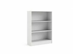 Bibliothèque à Trois Compartiments, Couleur Blanche, 79 X 107 X 27 Cm