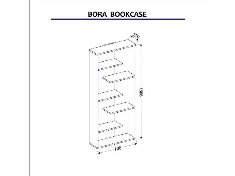 Homemania Bora Bibliothèque - Avec étagères, étagères - Bureau, Salon - Blanc En Bois, 70 X 22 X 156,6 Cm, - – Image 4