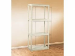 Étagère En Polypropylène 2-rayonnées, Rayonnage Polyvalent Ou Externe, 100% Made In Italy, 60x30h133 Cm, Couleur Gris Clair