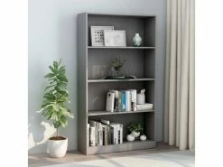 Moderne étagères Categorie Bandar Seri Begawan Bibliothèque à 4 Niveaux Gris 80x24x142 Cm Aggloméré