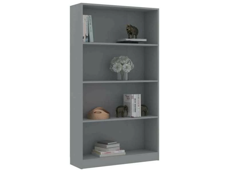 Moderne étagères Categorie Bandar Seri Begawan Bibliothèque à 4 Niveaux Gris 80x24x142 Cm Aggloméré – Image 2