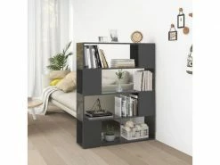Vidaxl Bibliothèque/séparateur De Pièce Gris Brillant 100x24x124 Cm