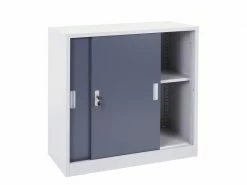 Meuble-classeur Boston Hwc-f41, Placard En Métal Avec Portes Coulissantes, 90x90x45cm ~ Anthracite