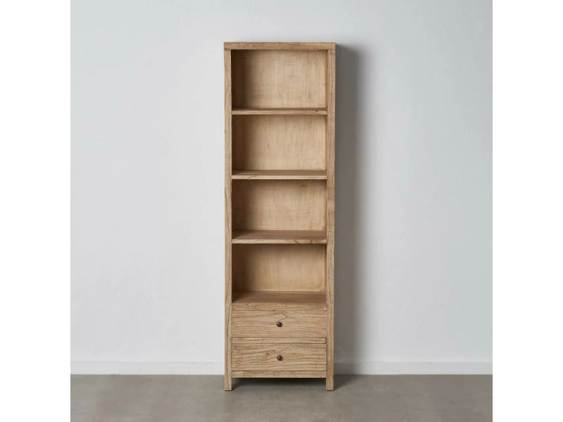 Bibliothèque 3 étagères 2 Tiroirs Bois Massif Clair - Laina - L 60 X L 40 X H 190 - Neuf – Image 2