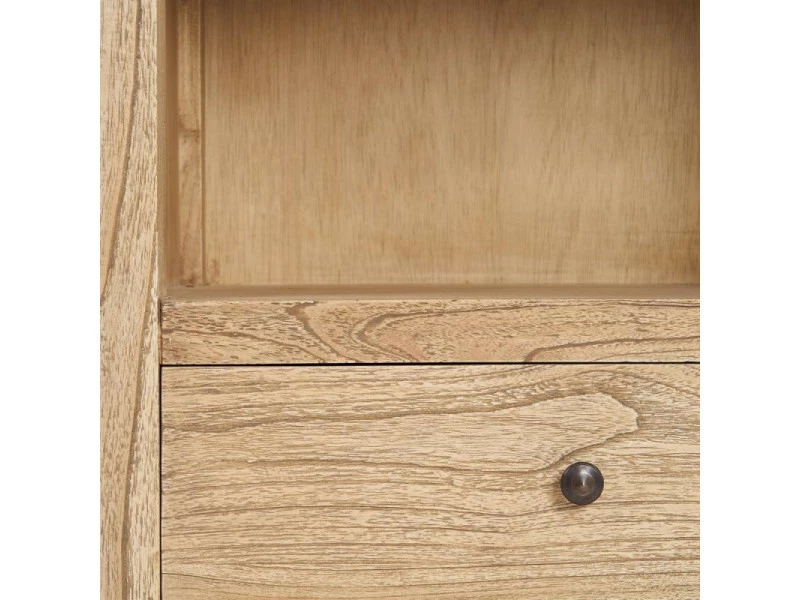 Bibliothèque 3 étagères 2 Tiroirs Bois Massif Clair - Laina - L 60 X L 40 X H 190 - Neuf – Image 5
