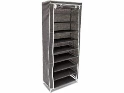 HELLOSHOP_26 Armoire étagères à Chaussures En Tissu Pliante 36 Paires De Chaussures Gris Helloshop26 13_0000255