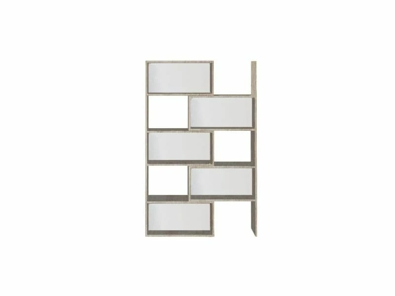 Homemania Bibliothèque Antares - Bois Clair, Blanc - 190 X 29 X 160 Cm