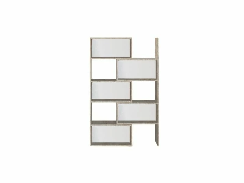 Homemania Bibliothèque Antares - Bois Clair, Blanc - 190 X 29 X 160 Cm – Image 2