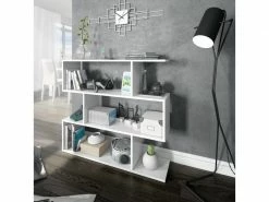 Bibliothèque Décorative Et Fonctionnelle, Couleur Blanc Brillant, Dimensions 110 X 97 X 25 Cm